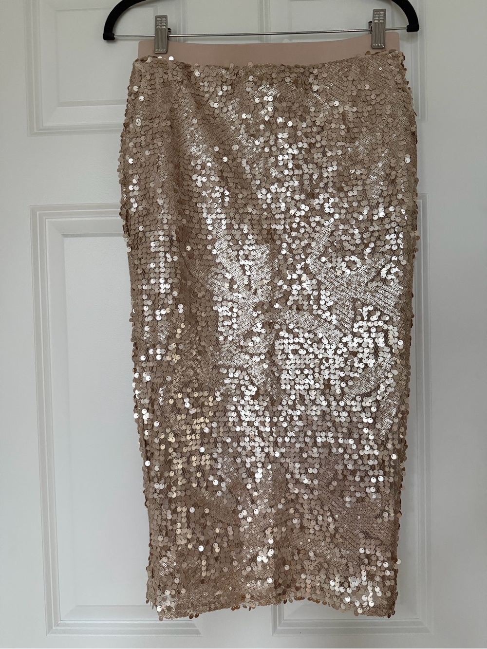 Nordstrom Champagne Sequin Pencil Skirt with Pockets